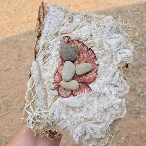 Art Journal Pray Yoga Vintage Lace Tapestry Nature Drawing Book Handmade OOAK - Picture 2 of 11